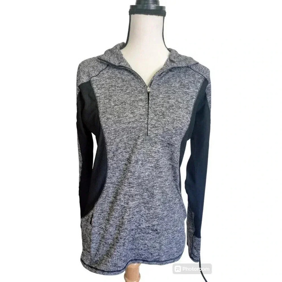 Athleta Running Wild Half Zip Jacket Gray Black Casual Outdoor Activewear Small - Picture 3 of 9